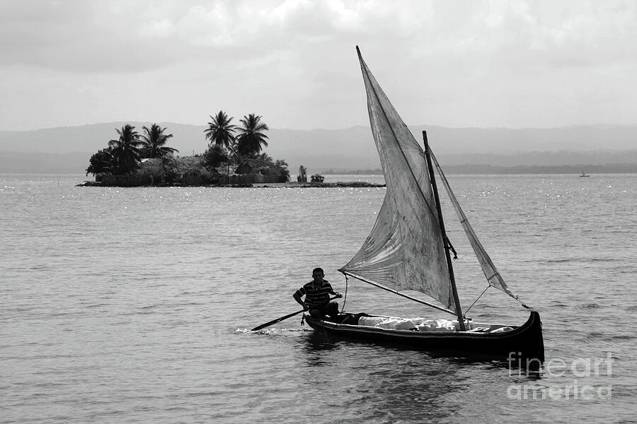 Dugout sailing canoe Kuna Yala Panama Photograph by James Brunker