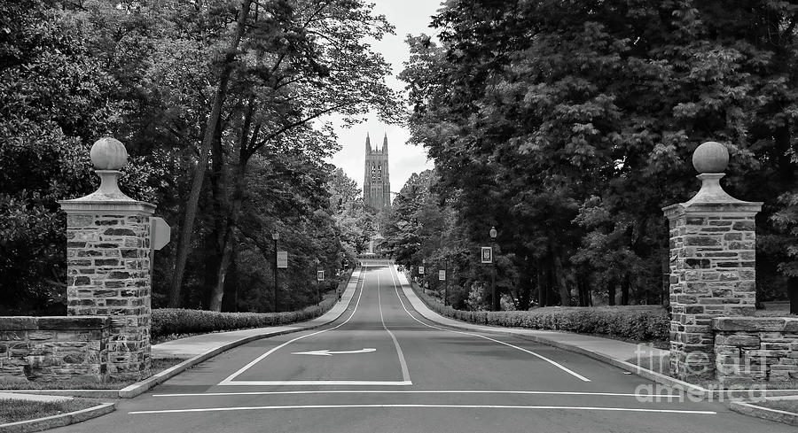 Duke University Chapel Drive  3533 bw Photograph by Jack Schultz