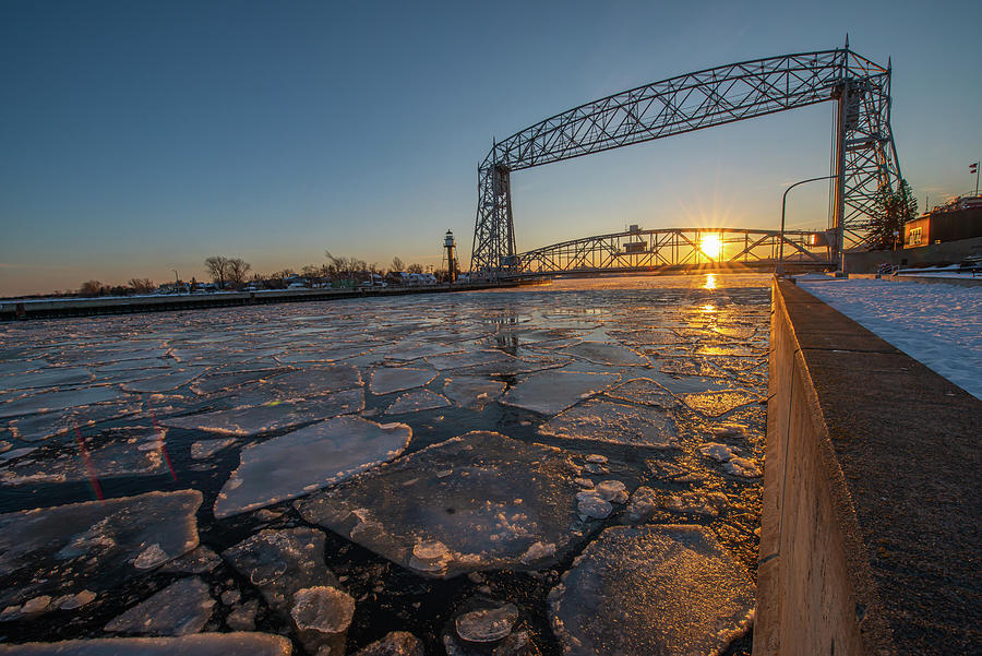 Ice Photograph - Duluth Canal Ice Sunset by Shane Mossman Ice Photograph - Duluth Canal Ice Sunset by Shane Mossman