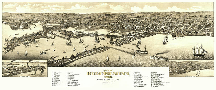 Duluth, Minnesota, 1883 Drawing by Henry Wellge