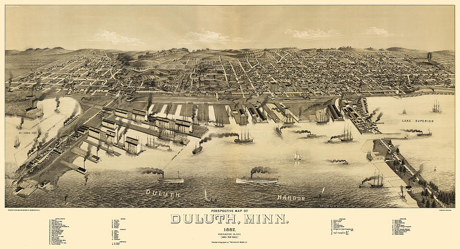 Duluth, Minnesota, 1887 Drawing by Henry Wellge