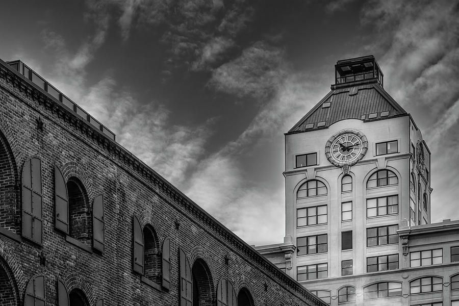 Dumbos Clock Tower BW Photograph by Susan Candelario