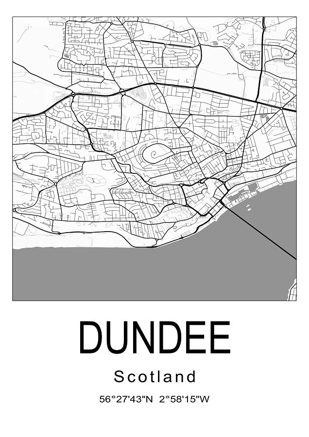 Dundee city map #001 Digital Art by Dandi Studio | Fine Art America