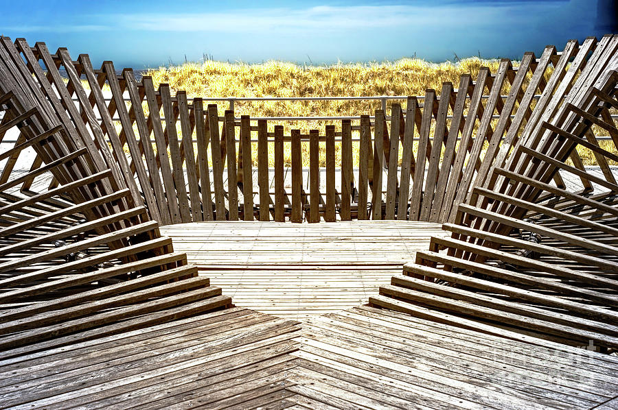 Unique Photograph - Dune Fence Art Infrared in Atlantic City New Jersey by John Rizzuto