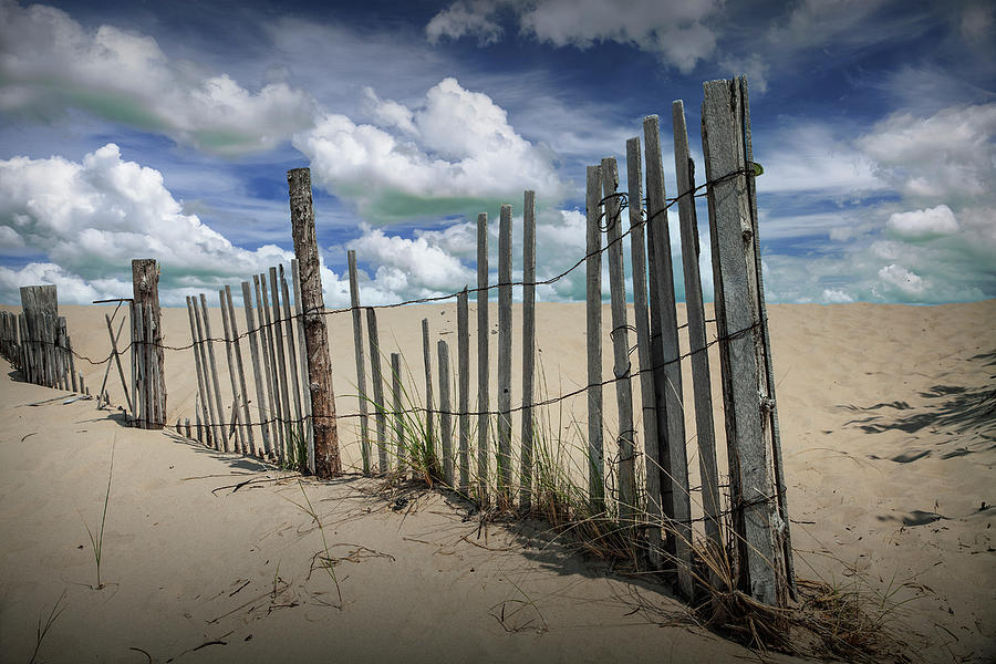 Dune Fence on the Beach at Grand Haven Michigan Photograph by Randall Nyhof