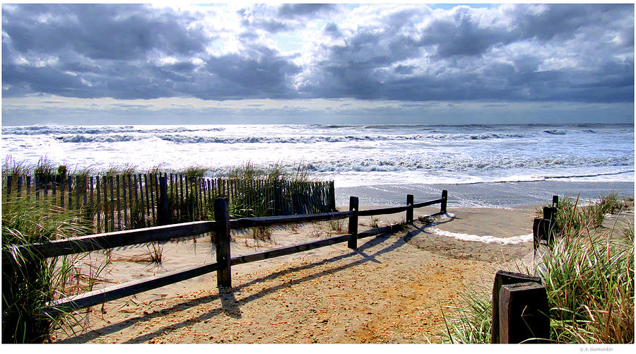 Dune Fence, Path, Beach, Ocean Surf, Ventnor, NJ Photograph by A Macarthur Gurmankin