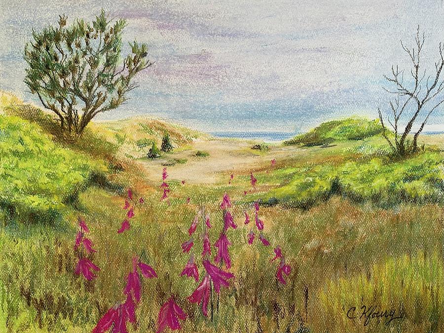 Dunes and Purple Loosestrife Painting by Christine Kfoury
