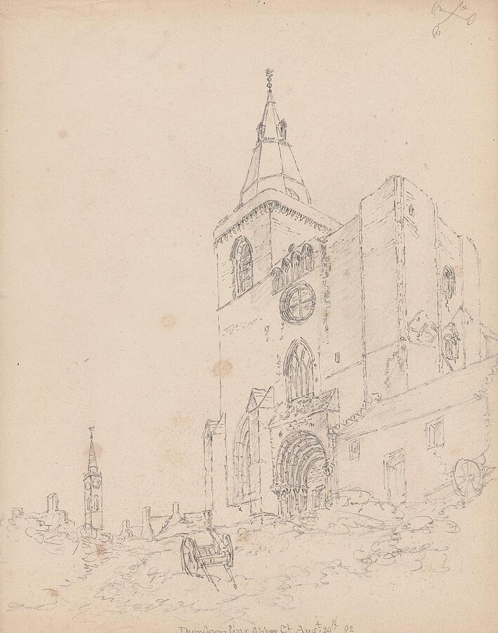 Sketch Painting - Dunfermline Abbey Scotland  by James Moore English