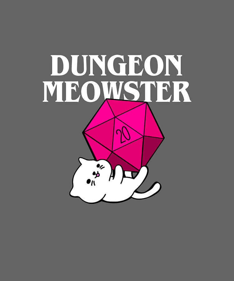 16x16 Multicolor BCC Tabletop Gaming Shirts & Role Play Game Gifts Dungeon Meowster Nerdy D20 Dice Nerd Kitten Cat RPG Gamer Throw Pillow