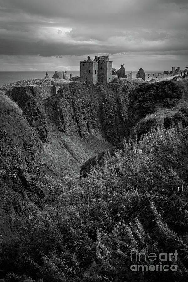Dunnottar Castle, Aberdeenshire, Scotland - Black and White Photograph by SJ Elliott Photography