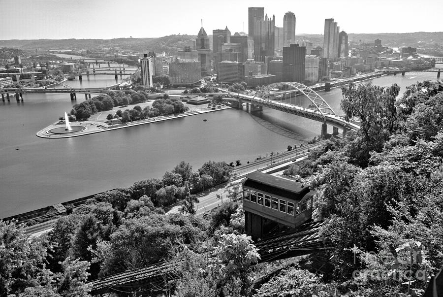 Duquesne Incline Landscape July 2022 Black And White Photograph by Adam Jewell