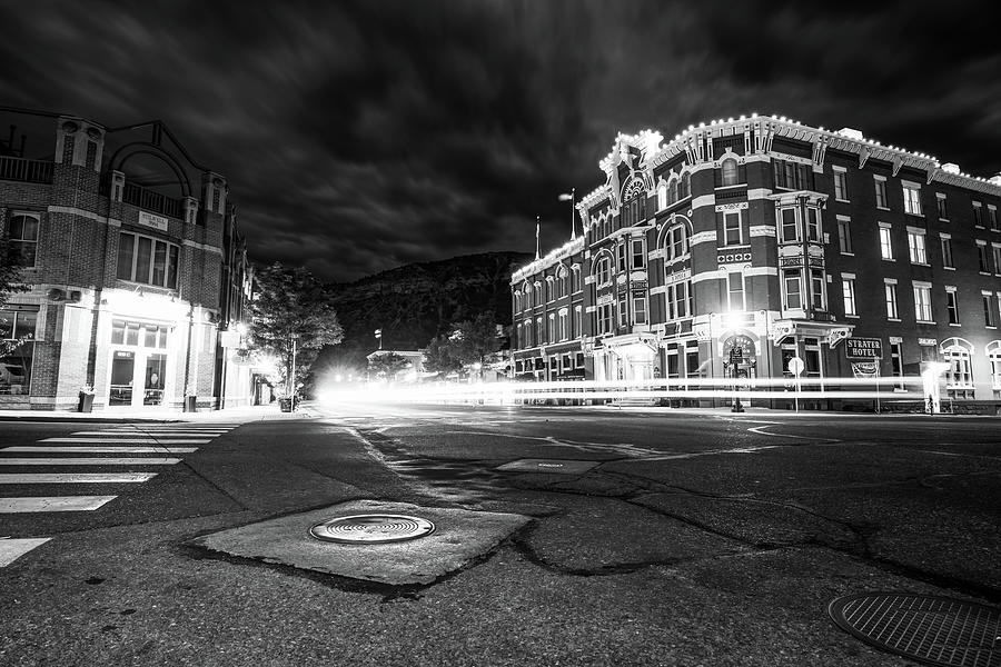 Durango Colorado Main Avenue Skyline At Dawn In Black and White Photograph by Gregory Ballos