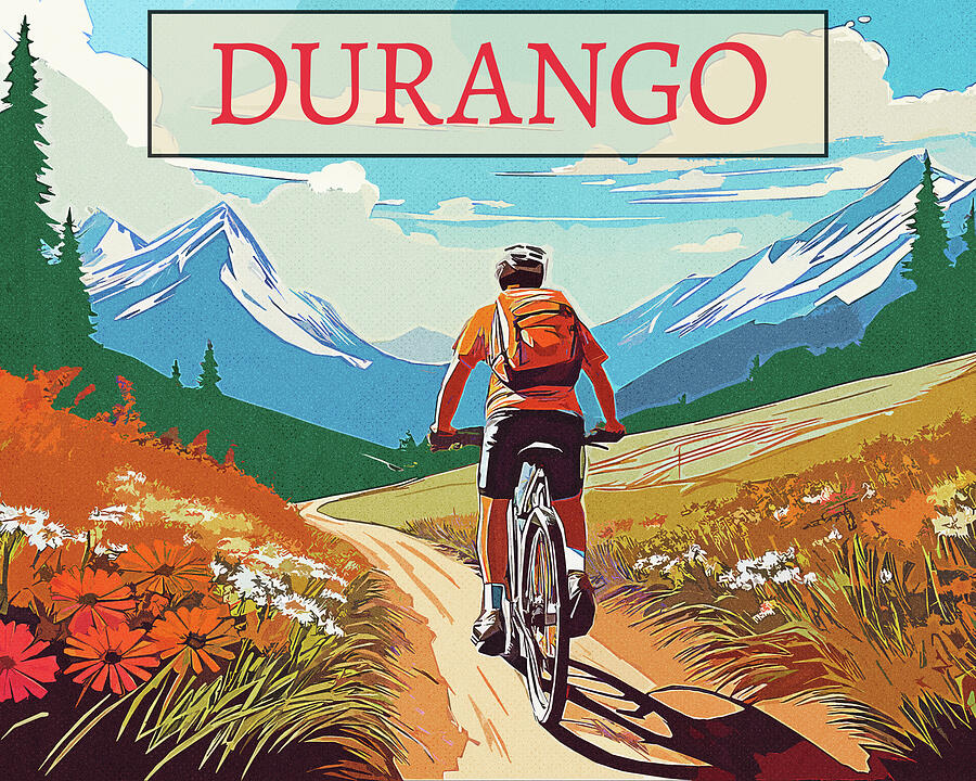 Durango Colorado Mountain Biker Digital Art by Dan Sproul Durango Colorado Mountain Biker Digital Art by Dan Sproul