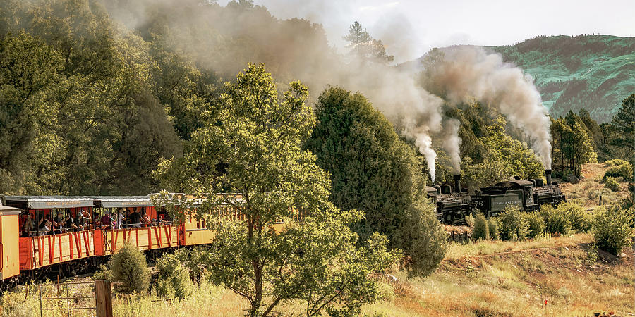 Durango Colorado Train Blowing Smoke - Panoramic Format Photograph by Gregory Ballos