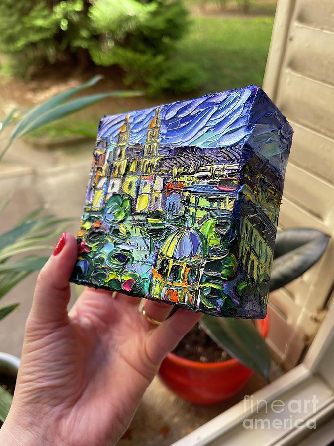 DURANGO MEXICO miniature oil painting - 3D canvas painted edges right side Painting by Mona Edulesco