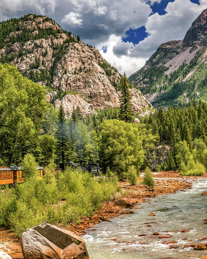 Durango Silverton Train And Mountain Landscape Photograph by Gregory Ballos