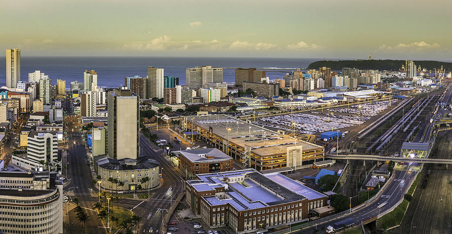 Durban cityscape centre panorama with the harbour Photograph by Thegift777