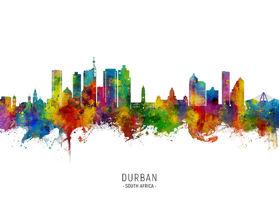 Durban South Africa Skyline #66 Digital Art by Michael Tompsett