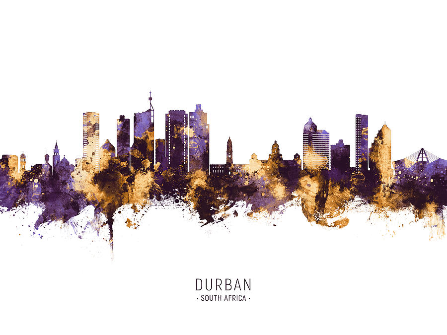 Durban South Africa Skyline #68 Digital Art by Michael Tompsett