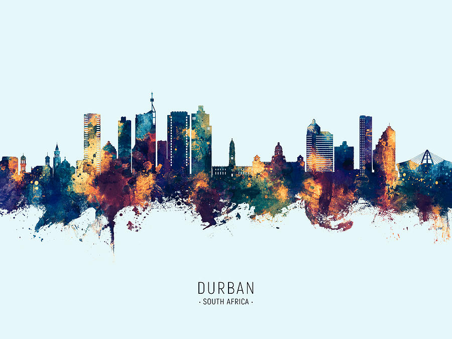 Durban South Africa Skyline #69 Digital Art by Michael Tompsett
