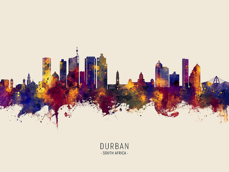 Durban South Africa Skyline #71 Digital Art by Michael Tompsett