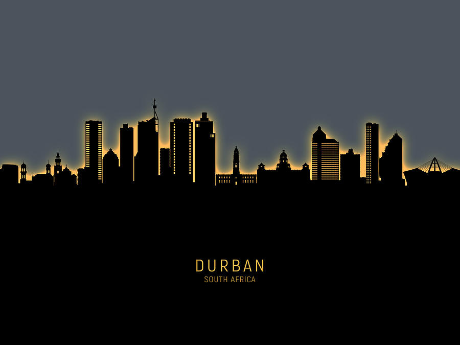 Durban South Africa Skyline #79 Digital Art by Michael Tompsett