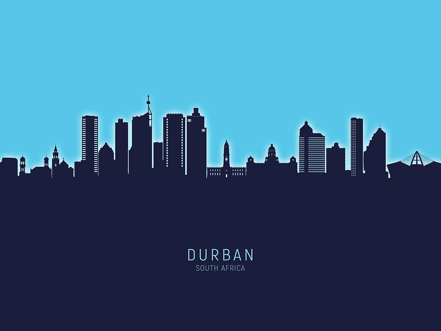 Durban South Africa Skyline #82 Digital Art by Michael Tompsett