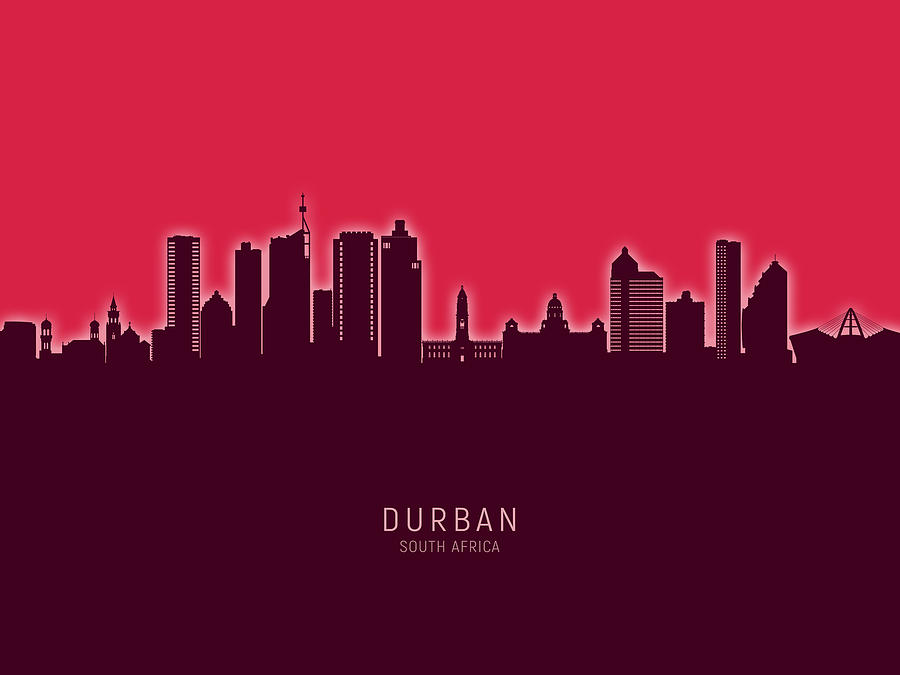 Durban South Africa Skyline #85 Digital Art by Michael Tompsett