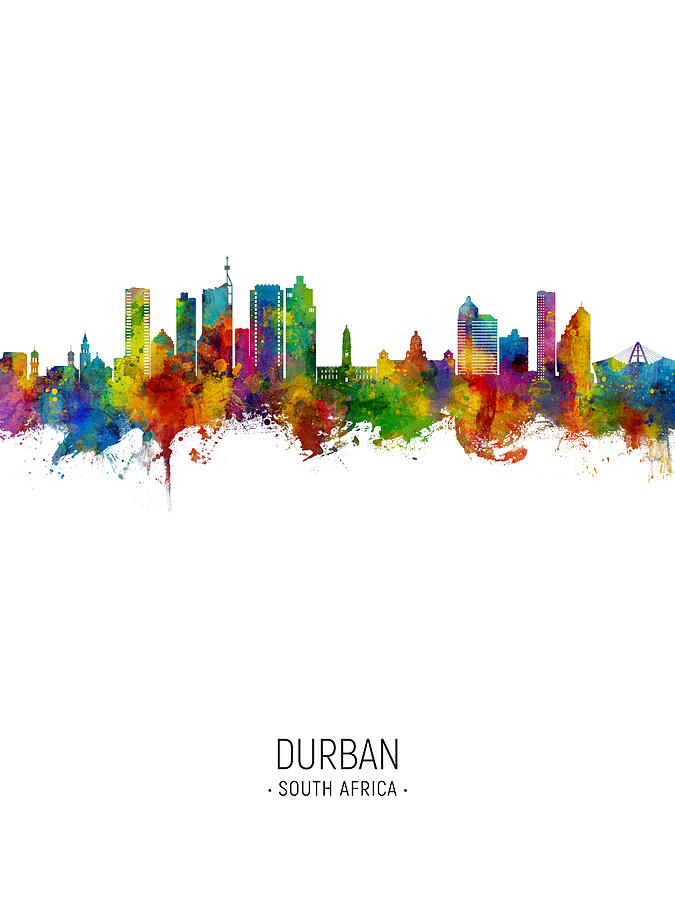 Durban South Africa Skyline #88 Digital Art by Michael Tompsett