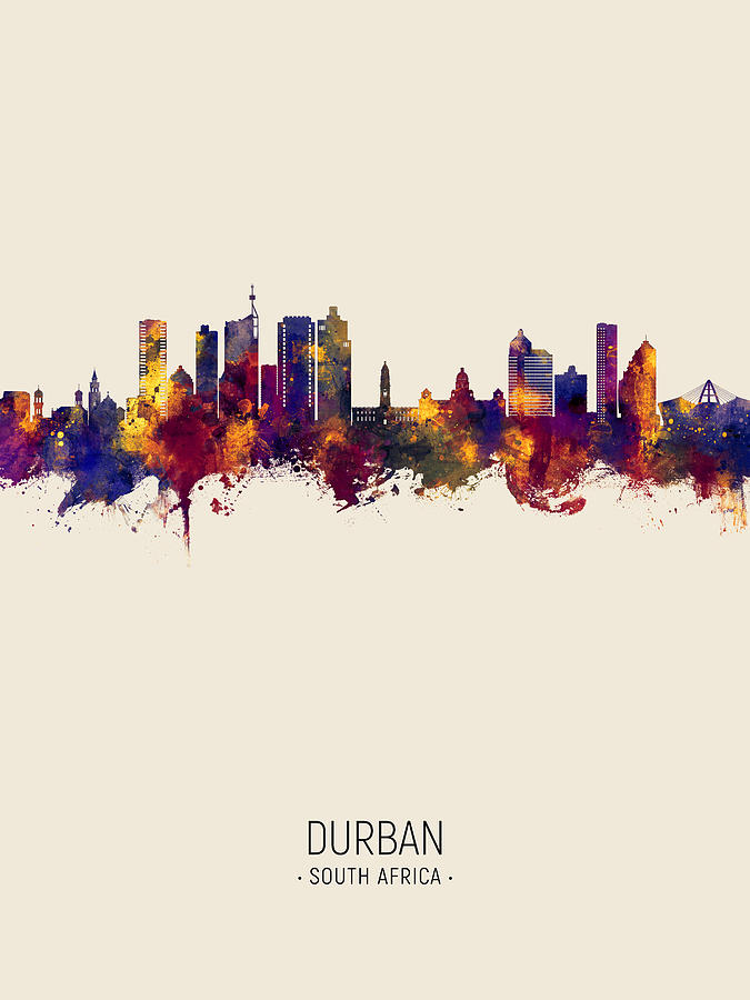 Durban South Africa Skyline #89 Digital Art by Michael Tompsett