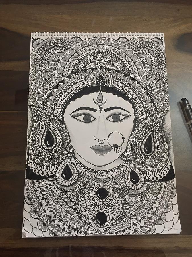 Maa Durga Drawing by Papiya Dey | Saatchi Art-saigonsouth.com.vn