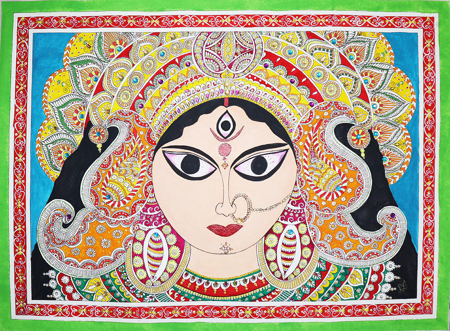 Durga Maa Painting by Rajni Dutta - Fine Art America