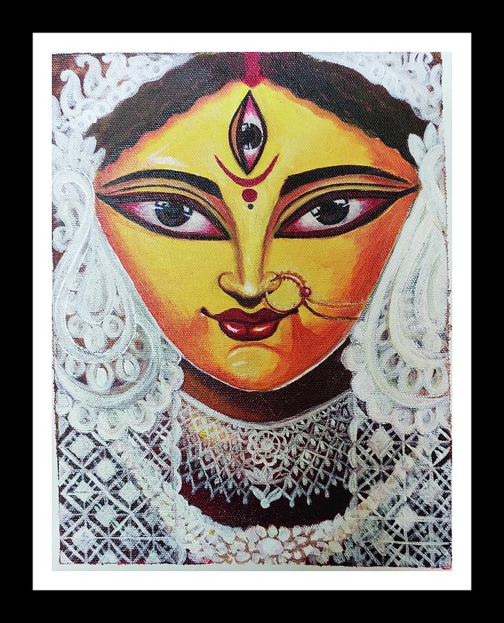 Drawing of Maa Durga free image download-saigonsouth.com.vn