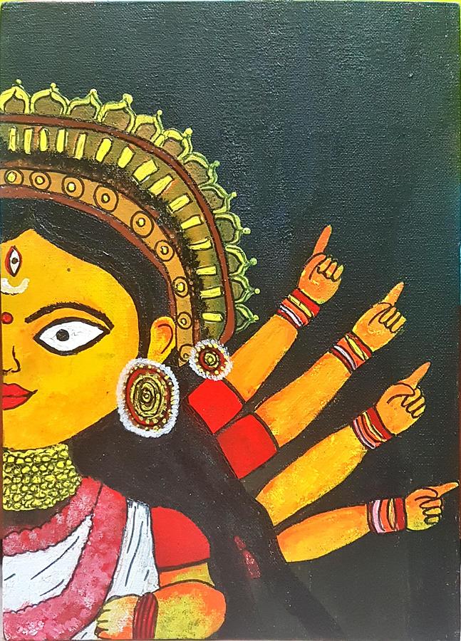 Durga puja Drawing with oil pastels for Beginners | Complete Tutorial step  by step - YouTube