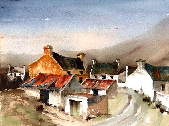 Durgort Clachan, Achill, Mayo Painting by Val Byrne