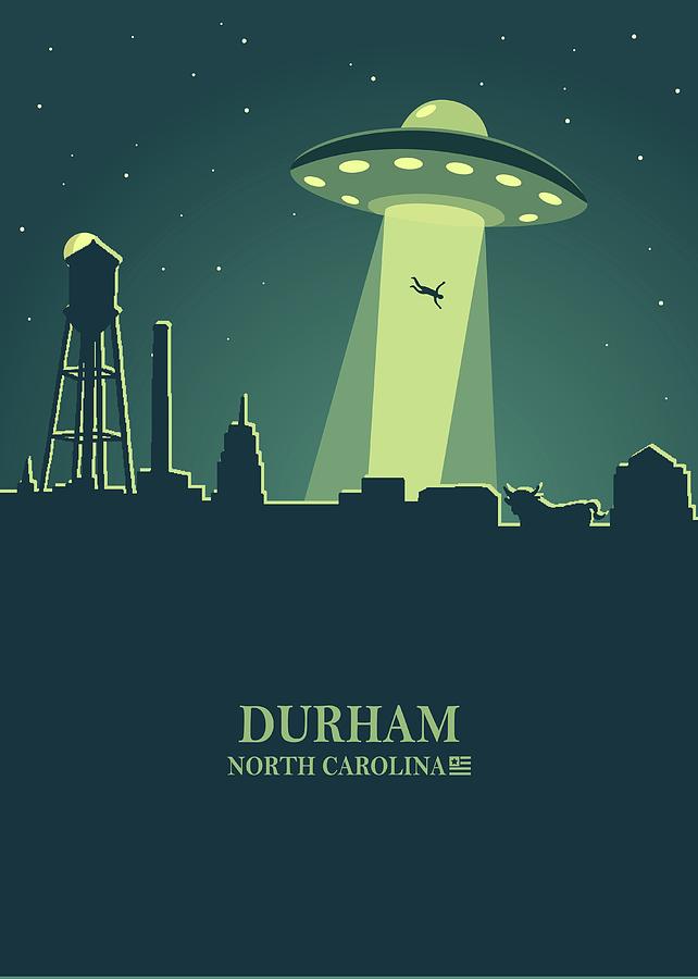 Durham City Skyline Ufo Night Digital Art