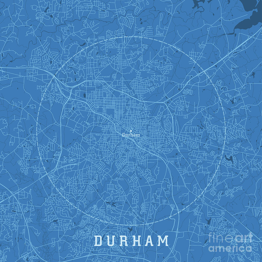 Durham NC City Vector Road Map Blue Text Digital Art by Frank Ramspott ...