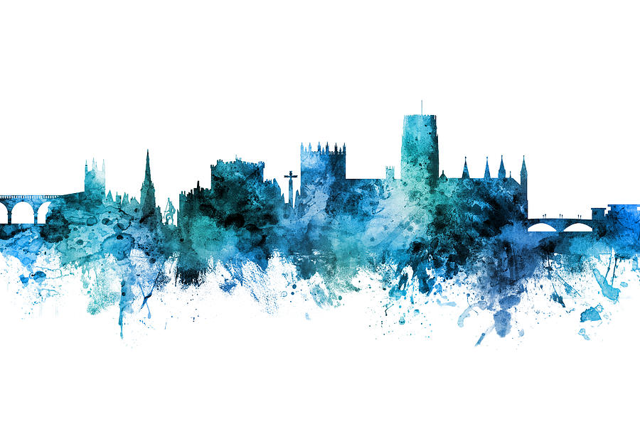 Durham Digital Art - Durham Skyline Cityscape by Michael Tompsett