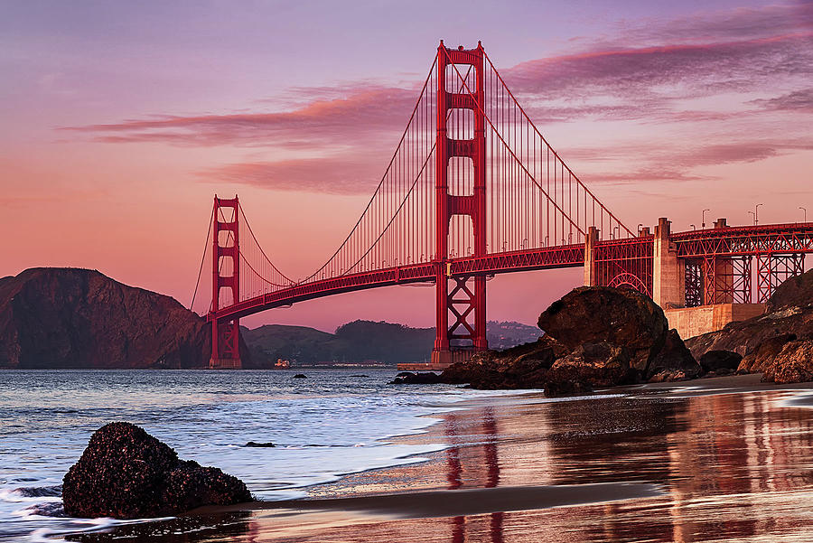 Dusk at the Golden Gate Photograph by Chuck Zamites - Pixels