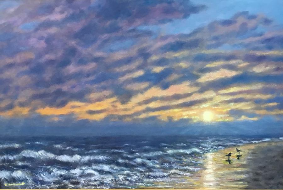 Dusk at the Shore # 3 Painting by Kathleen McDermott