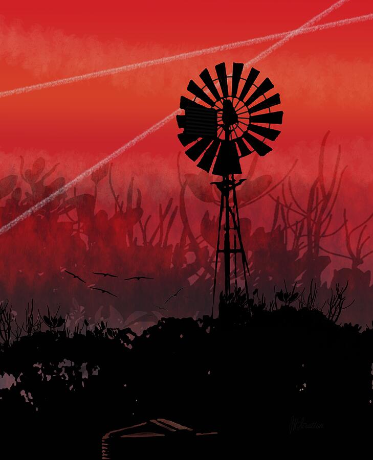 Dusk At The Windmill Painting by Joan Stratton Dusk At The Windmill Painting by Joan Stratton