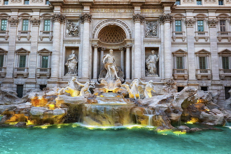 Dusk at Trevi Fountain in Rome Photograph by Artur Bogacki