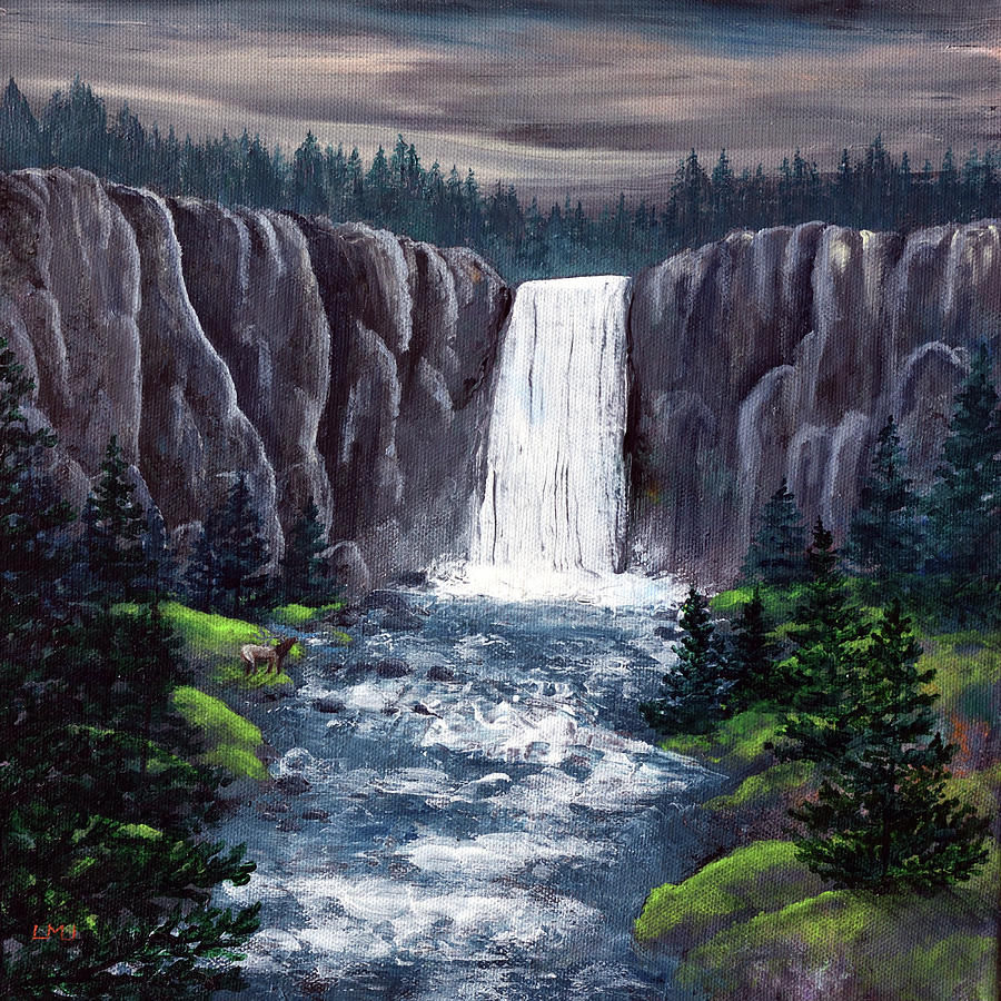 Bend Painting - Dusk at Tumalo Falls by Laura Iverson