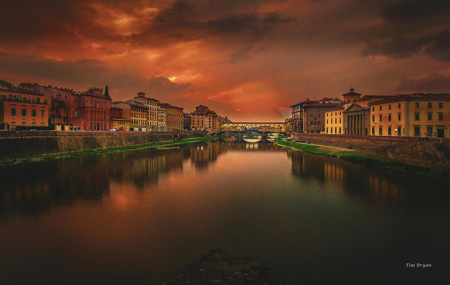 Sunset Photograph - Dusk Falls on Florence by Tim Bryan