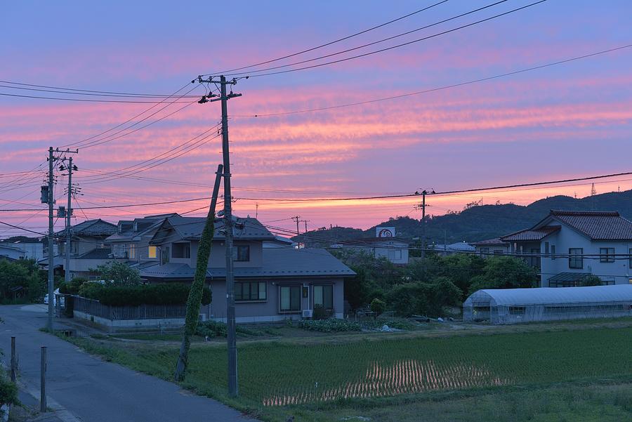 Dusk of suburb of Akita Japan Photograph by Photo by Kosei Saito