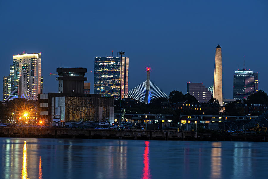 Dusk on Boston Charlestown and the Bunker Hill Monument Massachusetts Photograph by Toby McGuire