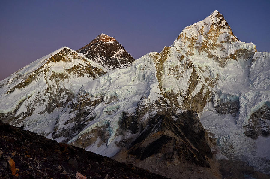 Dusk on Mount Everest and Nuptse Photograph by Pedro Carrilho - Fine ...