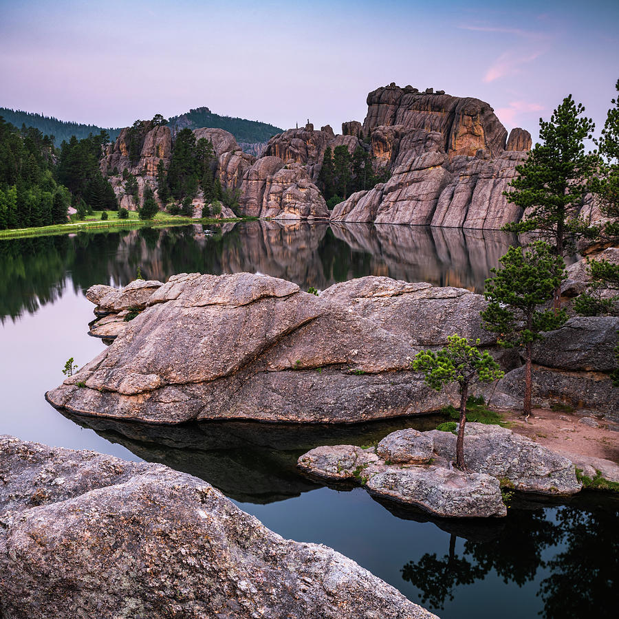Dusk On The Rocks Of Sylvan Lake 1x1 Photograph by Gregory Ballos
