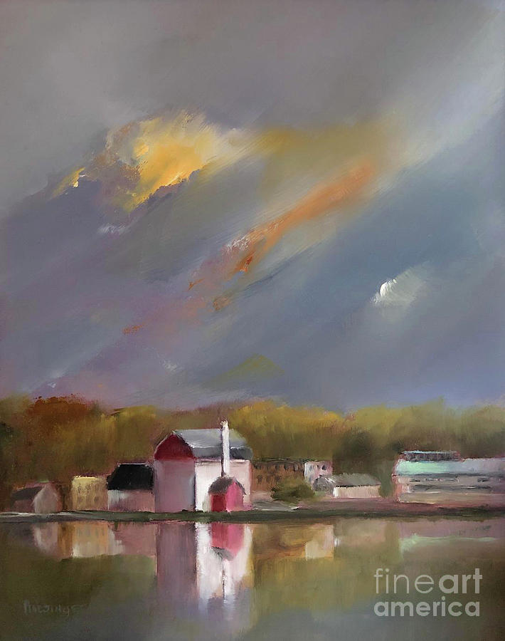 Bucks County Painting - Dusk Over New Hope, PA by Paint Box Studio Bucks County Painting - Dusk Over New Hope, PA by Paint Box Studio