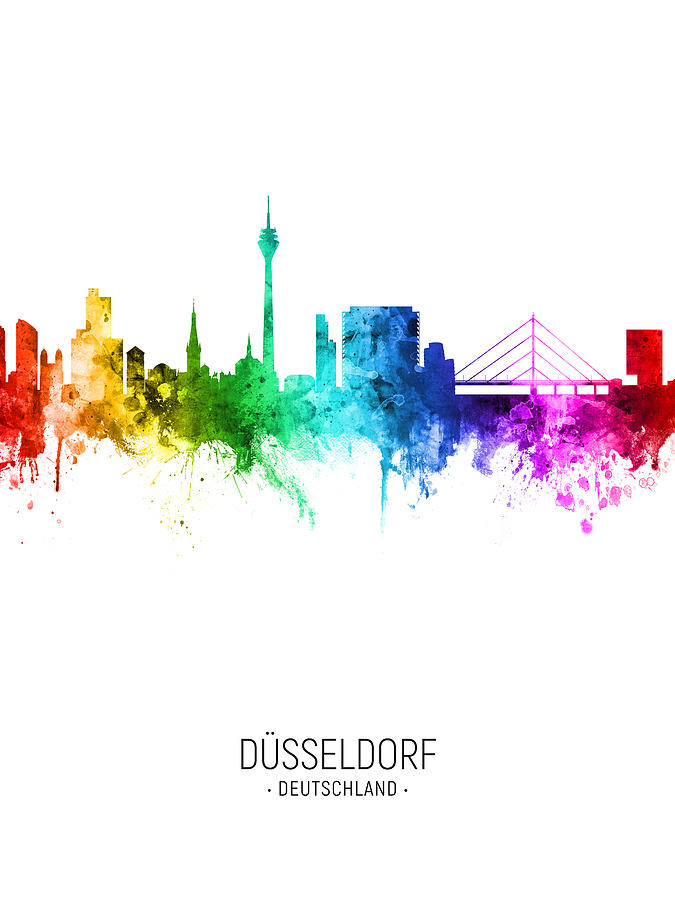 Dusseldorf Germany Skyline #26 Digital Art by Michael Tompsett